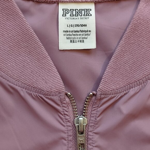 PINK Victoria Secret Full Zip Windbreaker Jacket Mauve Retro Women's Size Large - Picture 5 of 7